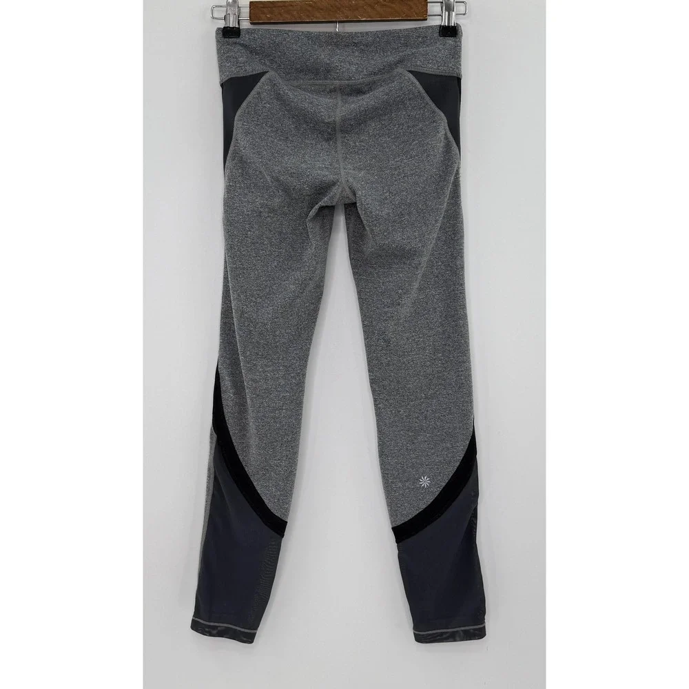 Athleta Girl Heather Gray Black Athletic Leggings‎ XL/14 Activewear Pants